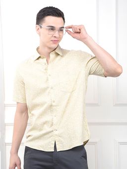 CRIMSOUNE CLUB - Mens Yellow Floral Print Shirt