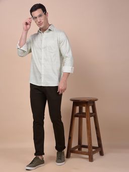 CRIMSOUNE CLUB - Men Olive Solid Regular Fit Casual Trouser