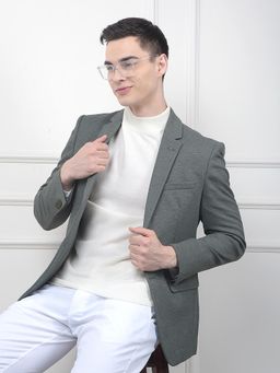 CRIMSOUNE CLUB - Men Grey Notched Lapel Single Breasted Blazer