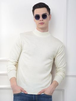 CRIMSOUNE CLUB - Men's Off White High-Neck Knitted Sweater
