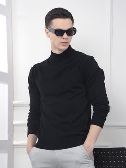 CRIMSOUNE CLUB - Men's Black High-Neck Knitted Sweater