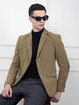 CRIMSOUNE CLUB - Men Khaki Notched Lapel Single-Breasted Blazer