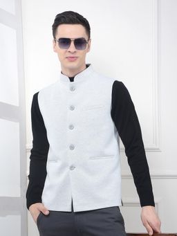 CRIMSOUNE CLUB - Men Jacquard Waist Grey Coat