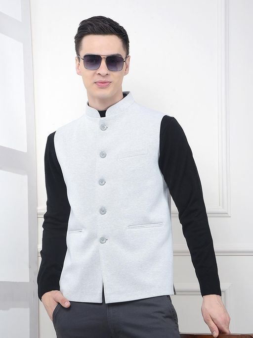 CRIMSOUNE CLUB Men Jacquard Waist Grey Coat