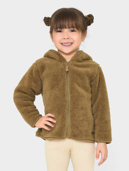 Mi Arcus - Brown Hooded Full Sleeve Sweater for Kids