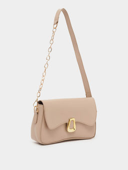 Styli - Khaki Solid Sling Bag with Detachable Strap