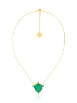 Isharya - Green Emerald 18Kt Gold Plated Mirros Layered Necklace