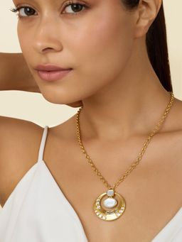 Isharya - White 18Kt Gold Plated Festive Statement Pendant Necklace