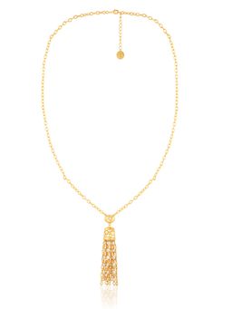 Isharya - White 18Kt Gold Plated Emerald Tassels Necklace