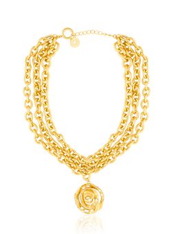 Isharya - White 18Kt Gold Plated Rose Dreams Layered Necklace