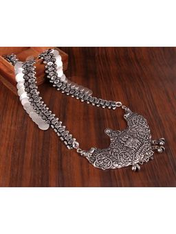 VIRAASI - Silver Oxidised Long Necklace