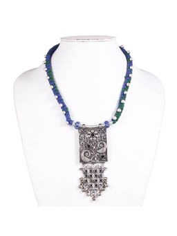 VIRAASI - Blue Thread Oxidised Long Necklace