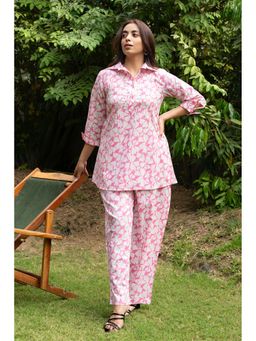 GulaboSitabo - Women Pink Pure Cotton Floral Co-Ord (Set of 2)
