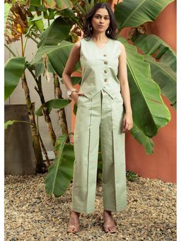GulaboSitabo - Women Green Pure Cotton Solid Co-Ord (Set of 2)