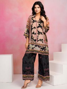 KAFTANIZE - Women Black Cotton Blend Floral Co-Ord (Set of 2)