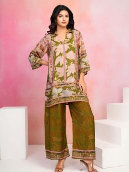 KAFTANIZE - Women Green Cotton Blend Floral Co-Ord (Set of 2)