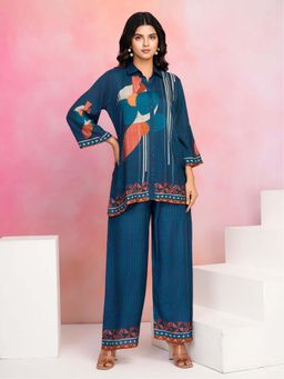 KAFTANIZE - Women Navy Blue Cotton Blend Printed Co-Ord (Set of 2)