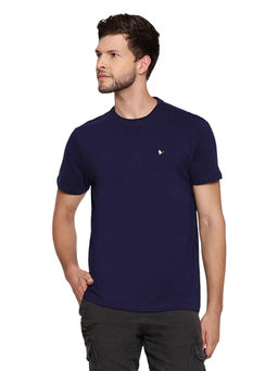 AM SWAN - Mens Solid-plain Astral Aura T-shirt In Navy Blue