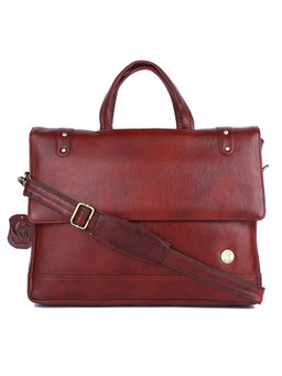 HiLEDER - Pure Ndm Leather 16.5" Briefcase Laptop Messenger Office Bag Brown