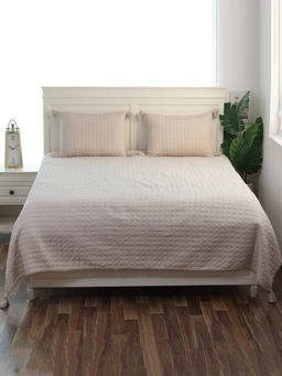 PLUCHI - Enzo Pale Whisper Cotton Polyester Filled Bedcover with 2 Pillow Covers (King)