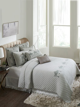 PLUCHI - Tiara Cotton Polyester Filled Bedcover with 2 Pillow & 3 Cushion Covers (King)