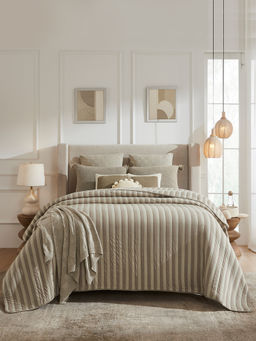 PLUCHI - Highs & Lows Stone Cotton Polyester Filled Bedcover with 2 Pillow Covers (King)