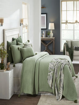 PLUCHI - Waseme Cotton Polyester Filled Bedcover with 2 Pillow & 3 Cushion Covers (King)