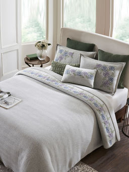 PLUCHI - Arya Cotton Polyester Filled Bedcover with 2 Pillow & 2 Cushion Covers (King)