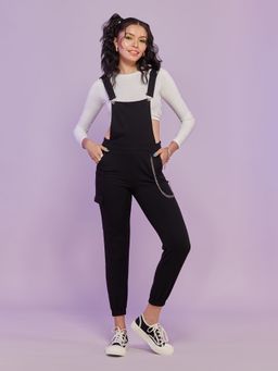 MIXT by Nykaa Fashion - Black Square Neck Overall Dungaree