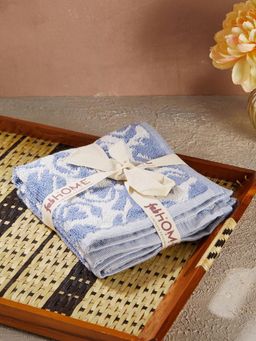 Fabindia - Blue Gadh Kamal Woven Cotton Towel (Set Of 2)