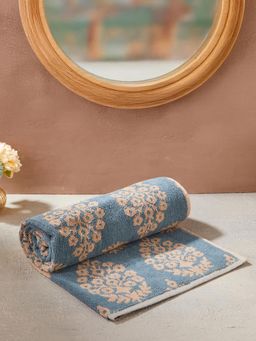 Fabindia - Teal Big Buta Cotton Pile Towel