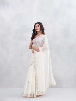 Fabindia - Natural Cotton Silk Embroidered Saree with Unstitched Blouse