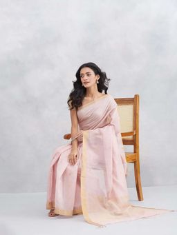 Fabindia - Lavender Cotton Silk Blend Woven Saree with Unstitched Blouse