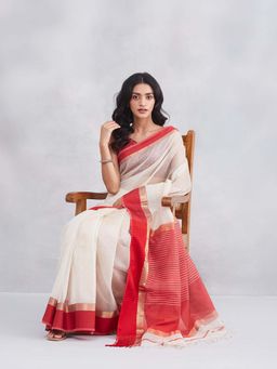 Fabindia - Natural Cotton Silk Blend Saree with Unstitched Blouse