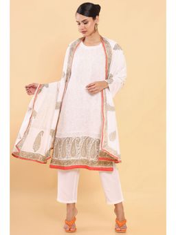 Soch - Women White Crepe Floral Suit (Set of 3)