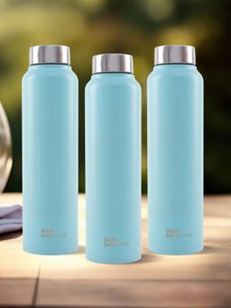 The Better Home - Blue Stainless Steel Water Bottles (Pack Of 3)