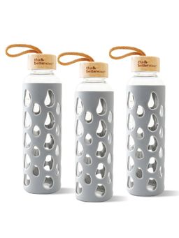 The Better Home - Borosilicate Water Bottle with Silicone Sleeve (Pack Of 3)