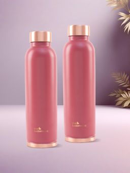 The Better Home - Pink Copper Water Bottles (Pack Of 2)