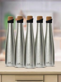 The Better Home - Silver Insulated Water Bottles with Cork Cap (Pack Of 6)