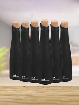 The Better Home - Black Insulated Water Bottles with Cork Cap (Pack Of 5)