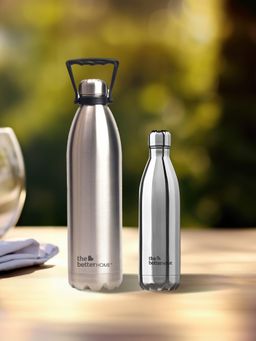 The Better Home - Silver Thermosteel Bottle (Set Of 2)