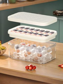 The Better Home - White 2 Layer Ice Cube Tray with Scoop