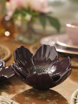 Pure Home + Living - Purple Floral Shaped Ceramic Bowl