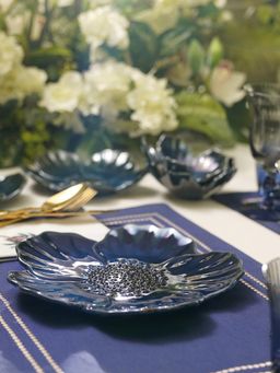 Pure Home + Living - Blue Floral Shaped Ceramic Tray