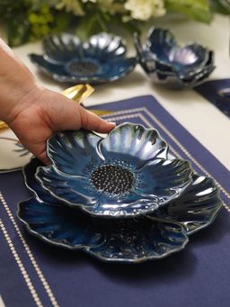 Pure Home + Living - Blue Floral Shaped Ceramic Tray
