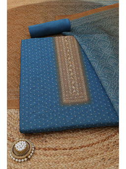 Soch - Blue Bandhani Printed Unstitched Kurta with Bottom and Dupatta