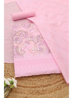 Soch - Pink Paisley Printed Embroidered Unstitched Kurta with Bottom and Dupatta