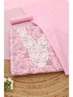 Soch - Pink Floral Printed Embroidered Unstitched Kurta with Bottom and Dupatta