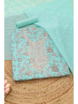 Soch - Sky Blue Floral Printed Embroidered Unstitched Kurta with Bottom and Dupatta