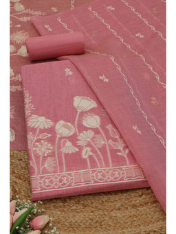 Soch - Blush Pink Floral Woven Unstitched Kurta with Bottom and Dupatta